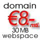 All Easy: Domainregistrierung inkl. aller Domaingeb�hren, 30MB Webspace, Zugriffstatistik, Verzeichnisschutz, E-Mail Adressen, Webmail